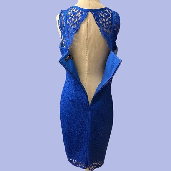 Cynthia Steffe Blue Lace Covered Cocktail Dress / SZ: 6 - Picture 5 of 8